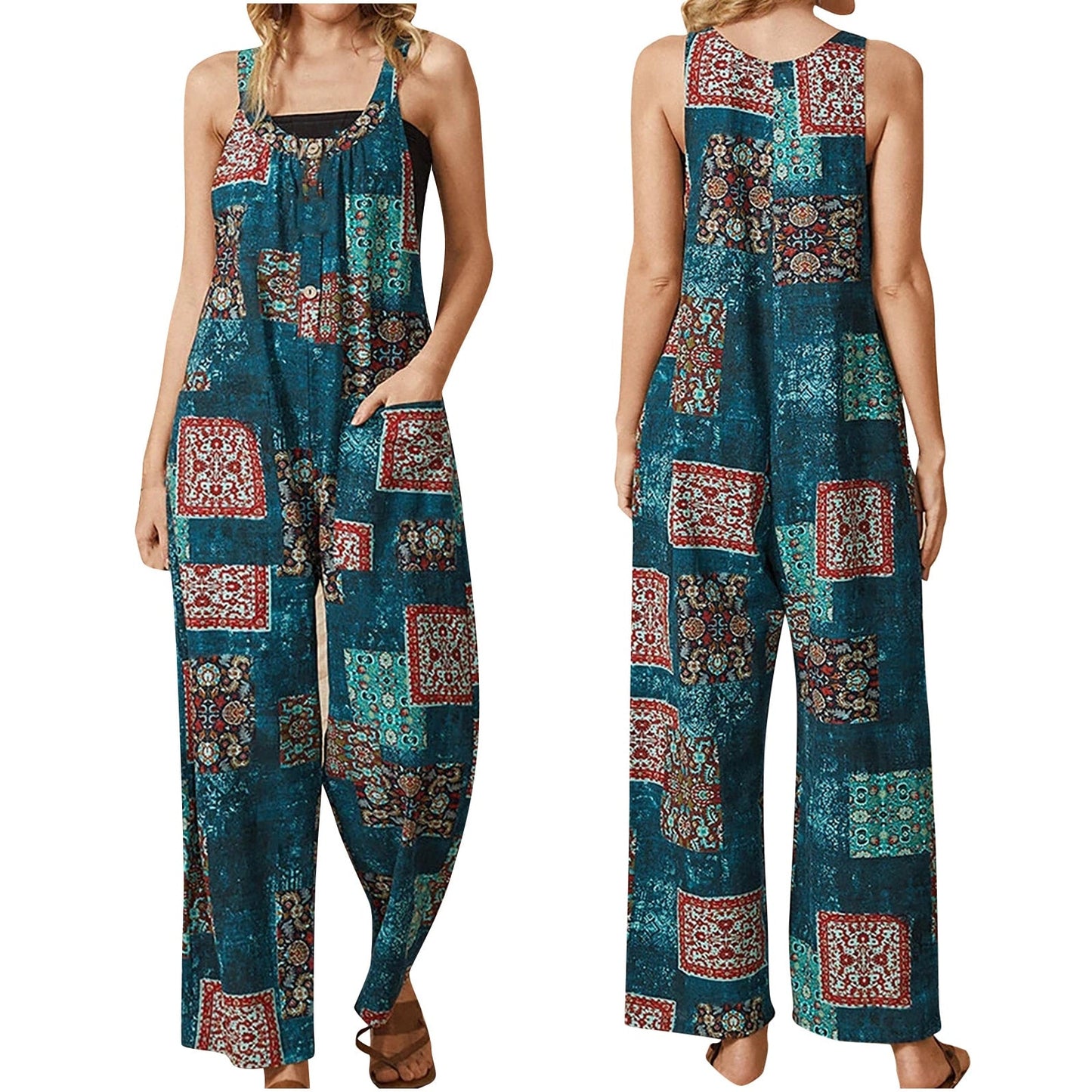 Funki Findz | Pants | Women's Boho Loose Fit Wide Leg Romper