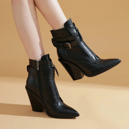 Funki Findz | Boots | Women's Pointed Toe Zip Up Ankle Boots
