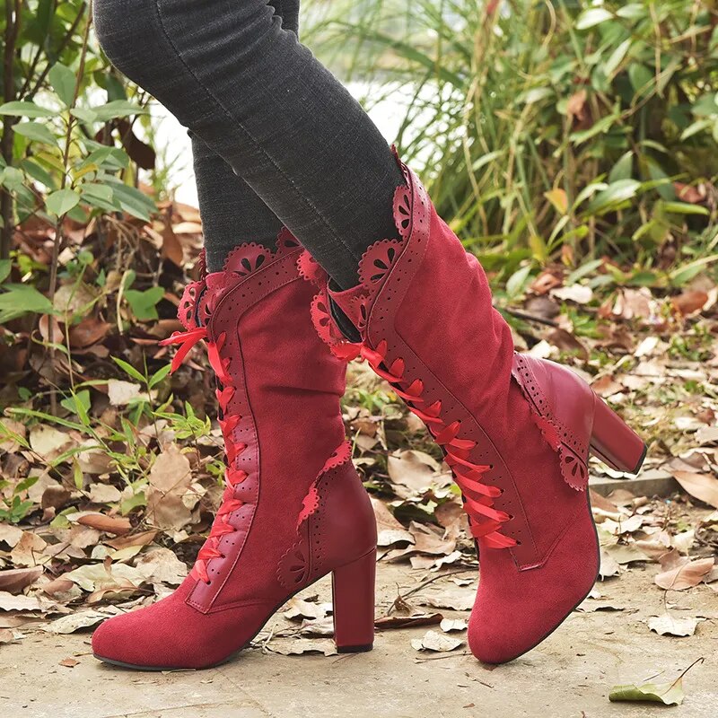 Funki Findz | Boots | Women's Steampunk Lace Top Granny Boot