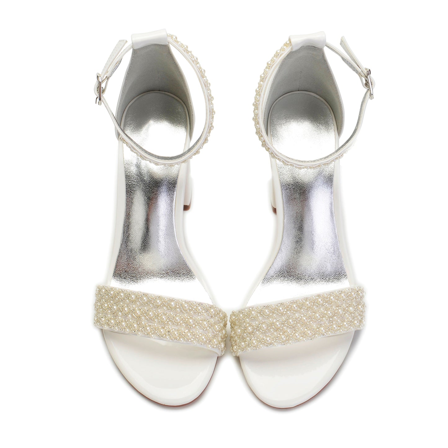Funki Findz | Shoes | Women's Block Heel Pearl Bridal Sandals