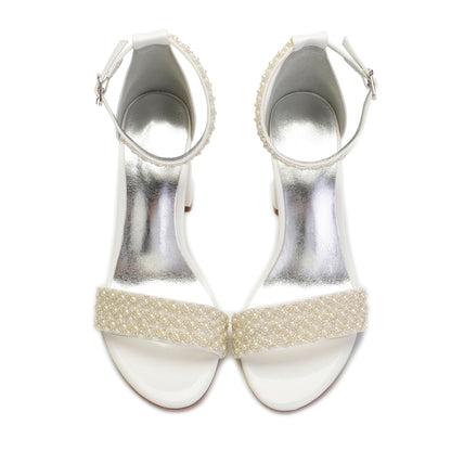 Funki Findz | Shoes | Women's Block Heel Pearl Bridal Sandals