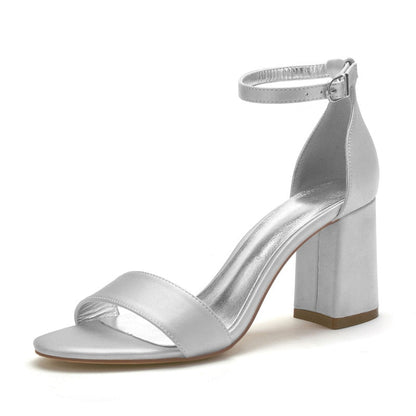 Funki Findz | Shoes | Women's Satin Block Heel Wedding Sandal