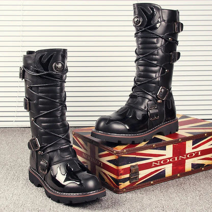 Funki Findz | Boots | Men's Knee-High Combat Motorcycle Boots