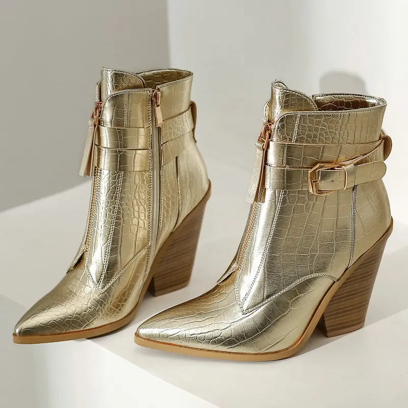 Funki Findz | Boots | Women's Pointed Toe Zip Up Ankle Boots