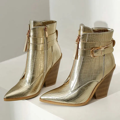 Funki Findz | Boots | Women's Pointed Toe Zip Up Ankle Boots