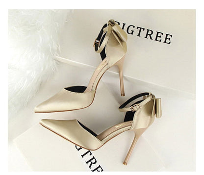 Funki Findz | Shoes | Women's Elegant Silk Bow Stiletto Pumps
