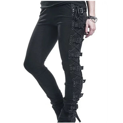Funki Findz | Pants | Women's Gothic Buckle Strap Lace Up Pant