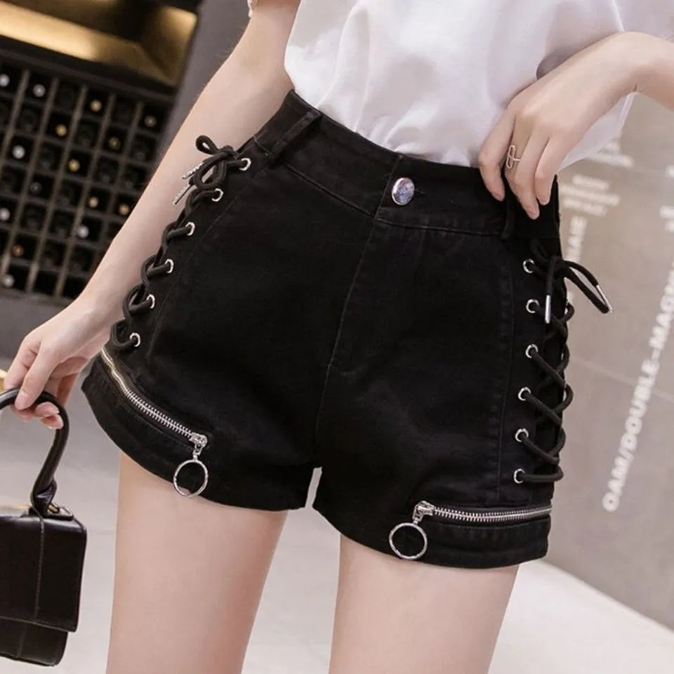 Funki Findz | Shorts | Women's Gothic Punk Lace Up Shorts