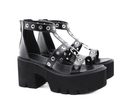 Funki Findz | Shoes | Women's Gothic Rivet Ring Platform Sandal