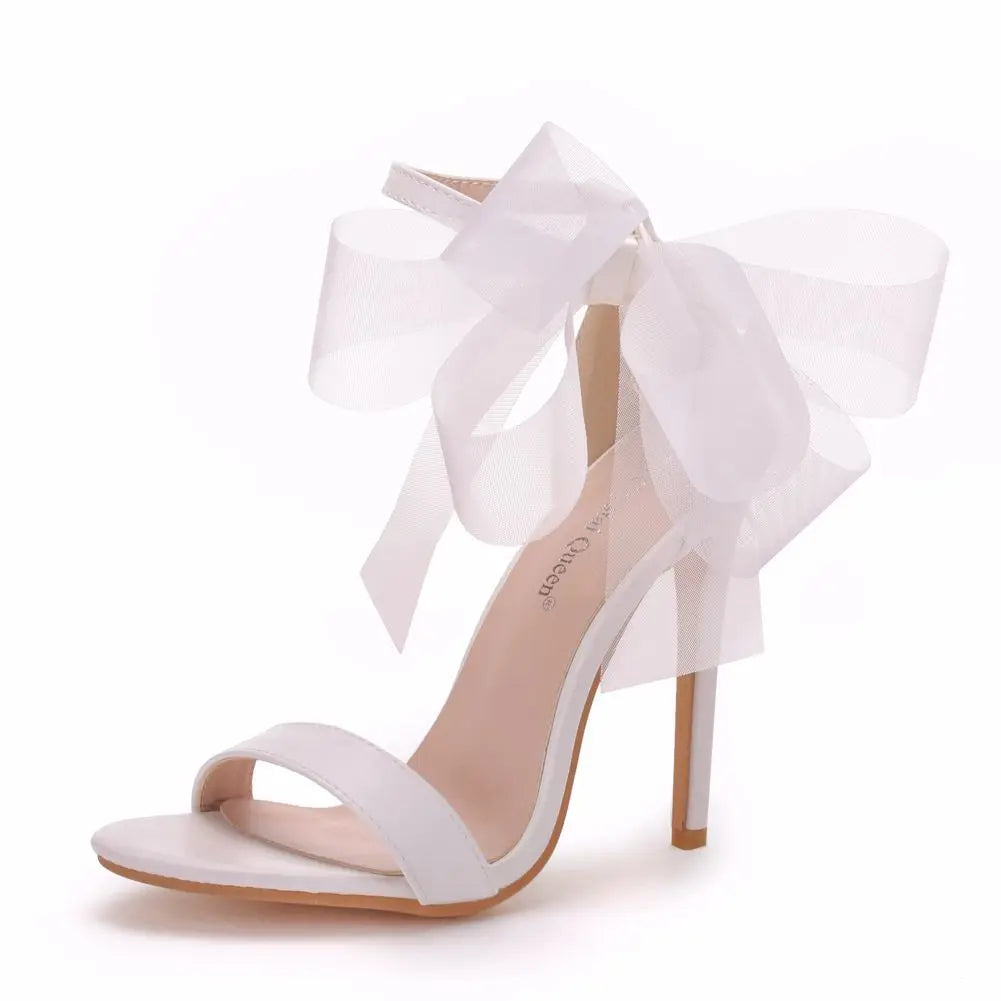 Funki Findz | Shoes | Women's Chiffon Bow High Bridal Sandals