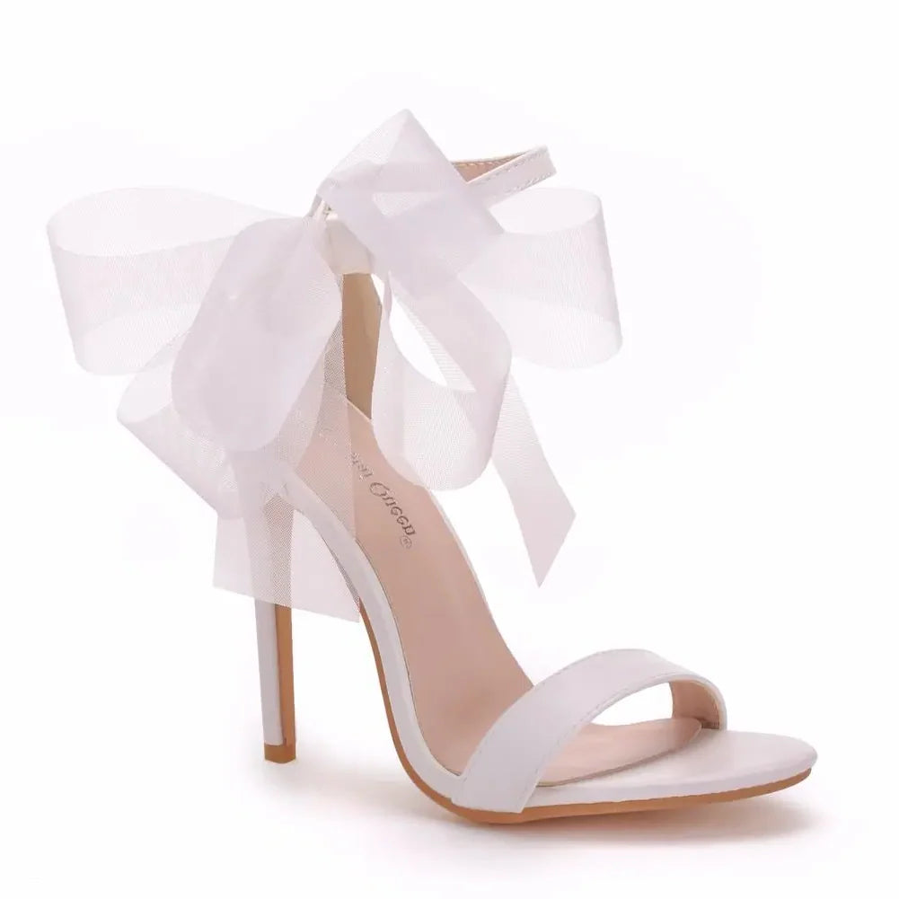 Funki Findz | Shoes | Women's Chiffon Bow High Bridal Sandals