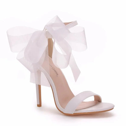 Funki Findz | Shoes | Women's Chiffon Bow High Bridal Sandals