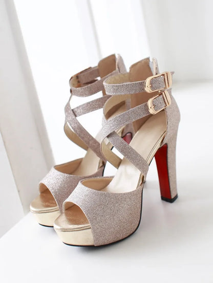 Funki Findz | Shoes | Women's Gold Glitter Platform Sandals