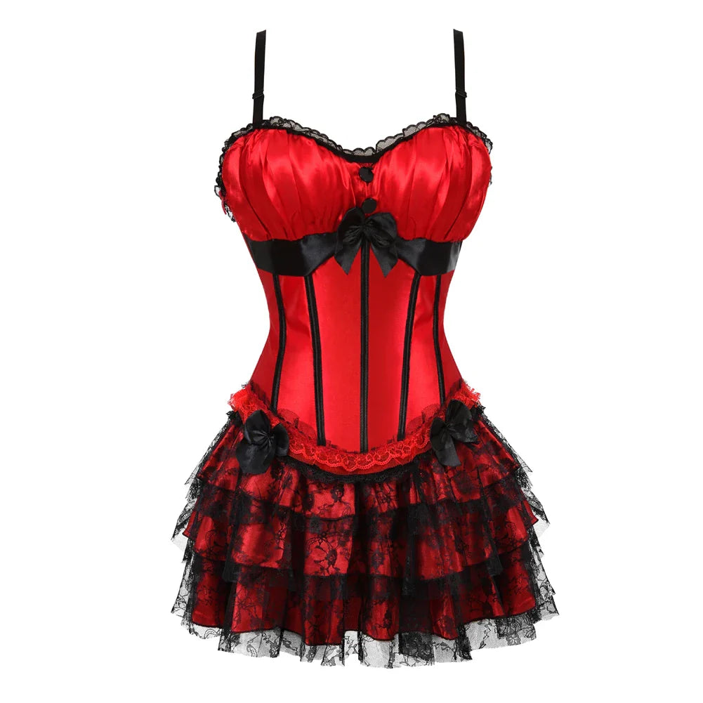 Funki Findz | Dresses | Women's Gothic Satin Lace Corset Dress