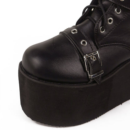 Funki Findz | Boots | Women's Buckle Wedge Platform Boots