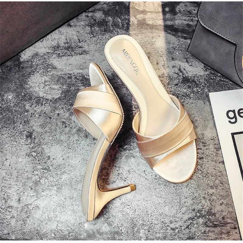 Funki Findz | Shoes | Women's Luxury Satin Low Heel Slides