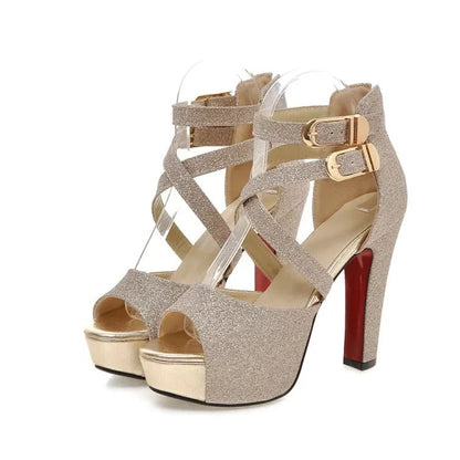 Funki Findz | Shoes | Women's Gold Glitter Platform Sandals