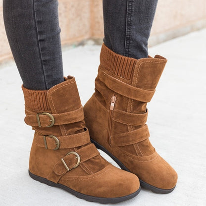 Funki Findz | Boots | Women's Buckled Suede Snow Ankle Boots