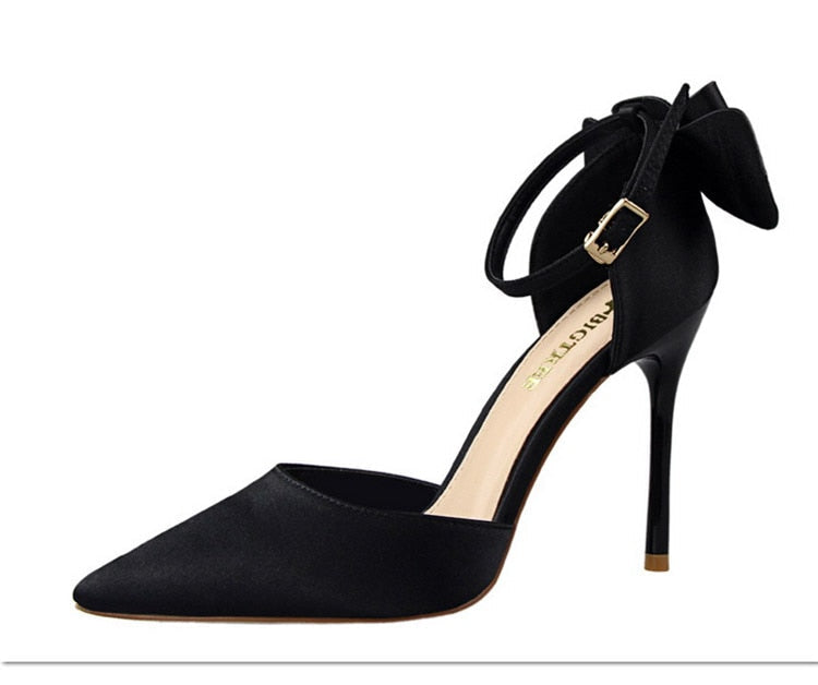 Funki Findz | Shoes | Women's Elegant Silk Bow Stiletto Pumps
