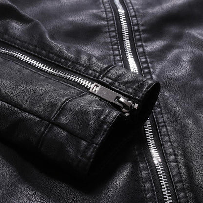 Funki Findz | Jackets | Men's Faux Leather Stand Collar Jacket