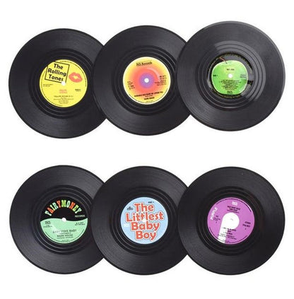 Funki Findz | Coasters | Vinyl Record Coasters and Holder 6 Pcs