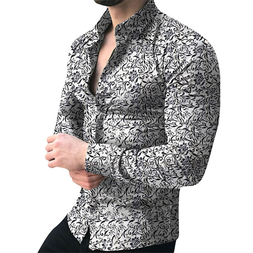 Funki Findz | Shirts | Men's Long Sleeve SlimFit Floral Dress Shirt