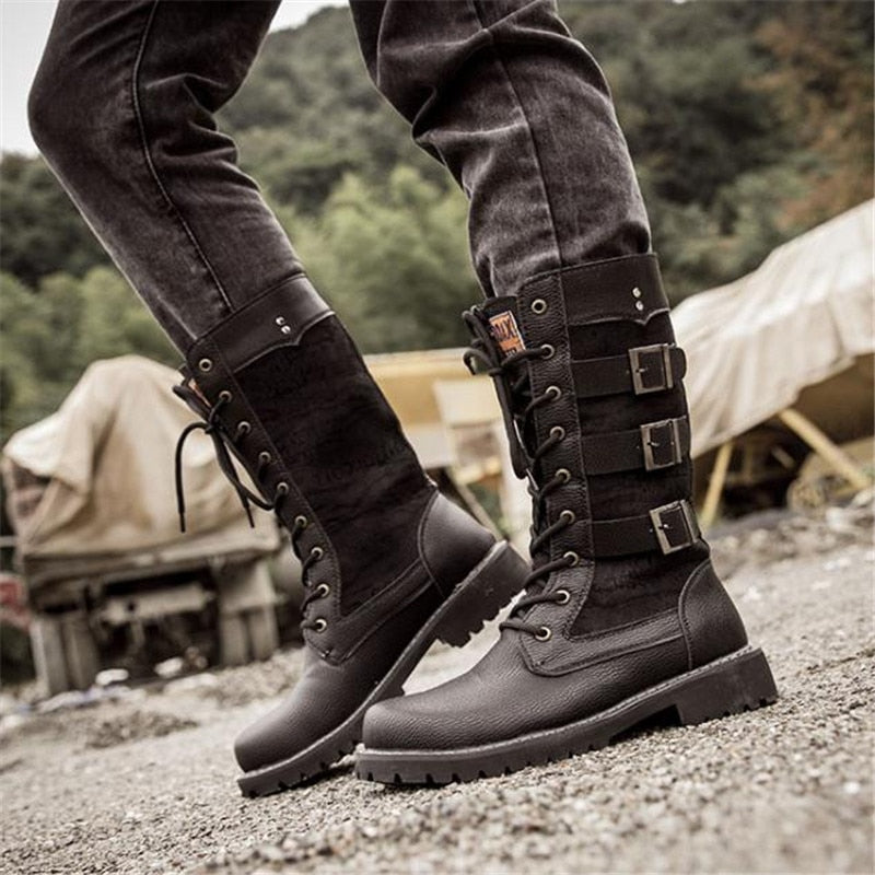 Funki Findz | Boots | Men's Gothic Motorcycle Mid-Calf Boots