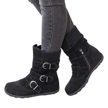 Funki Findz | Boots | Women's Buckled Suede Snow Ankle Boots