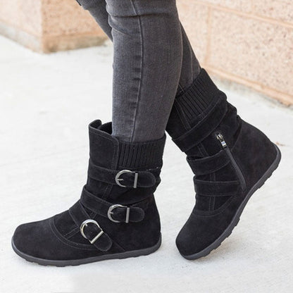 Funki Findz | Boots | Women's Buckled Suede Snow Ankle Boots