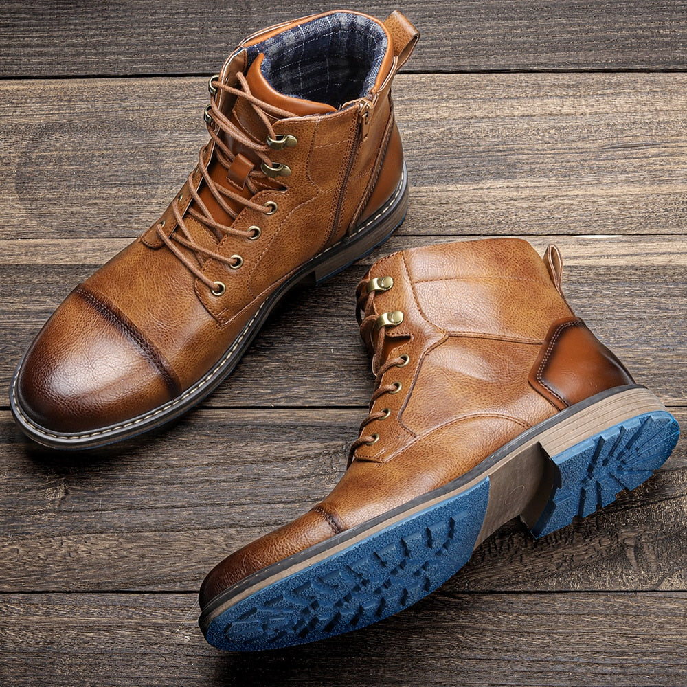 Funki Findz | Boots | Men's Faux Leather Retro Ankle Dress Boot