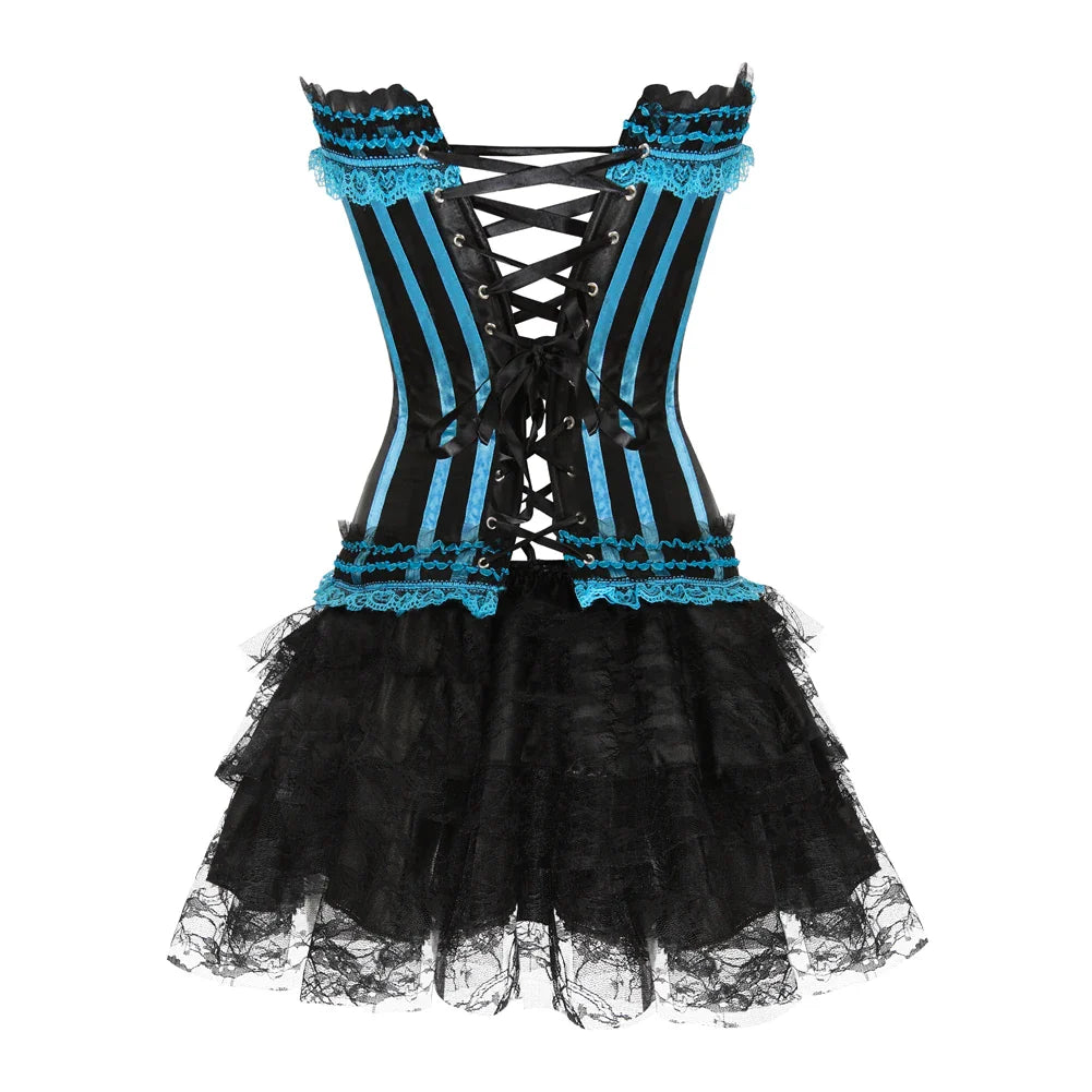 Funki Findz | Dresses | Women's Gothic Satin Lace Corset Dress