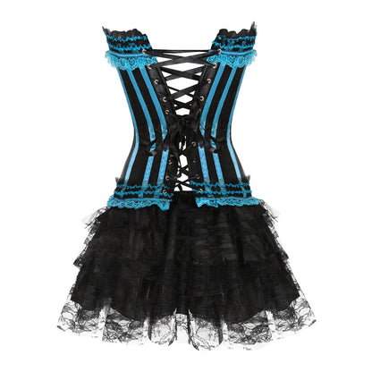 Funki Findz | Dresses | Women's Gothic Satin Lace Corset Dress
