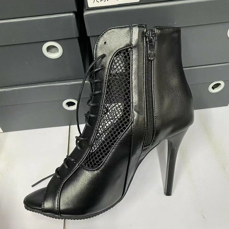 Funki Findz | Boots | Women's Open Toe Lace Up Granny Boots