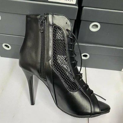 Funki Findz | Boots | Women's Open Toe Lace Up Granny Boots