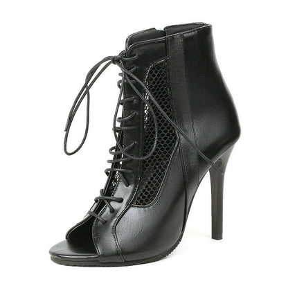 Funki Findz | Boots | Women's Open Toe Lace Up Granny Boots