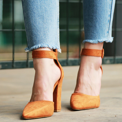 Funki Findz | Shoes | Women's High Block Heel Flock Party Shoe