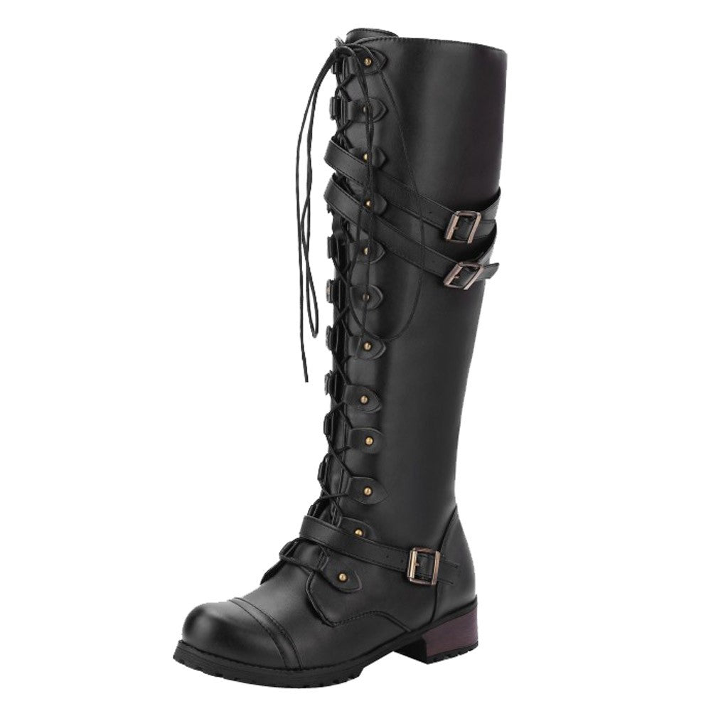 Funki Findz | Boots | Women's Knee High Steampunk Flat Boots