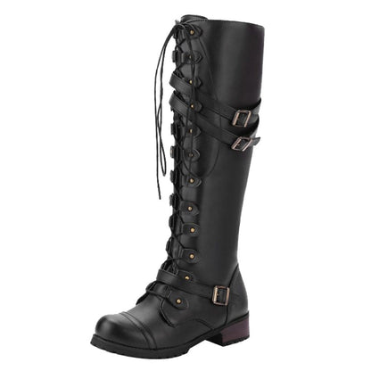 Funki Findz | Boots | Women's Knee High Steampunk Flat Boots