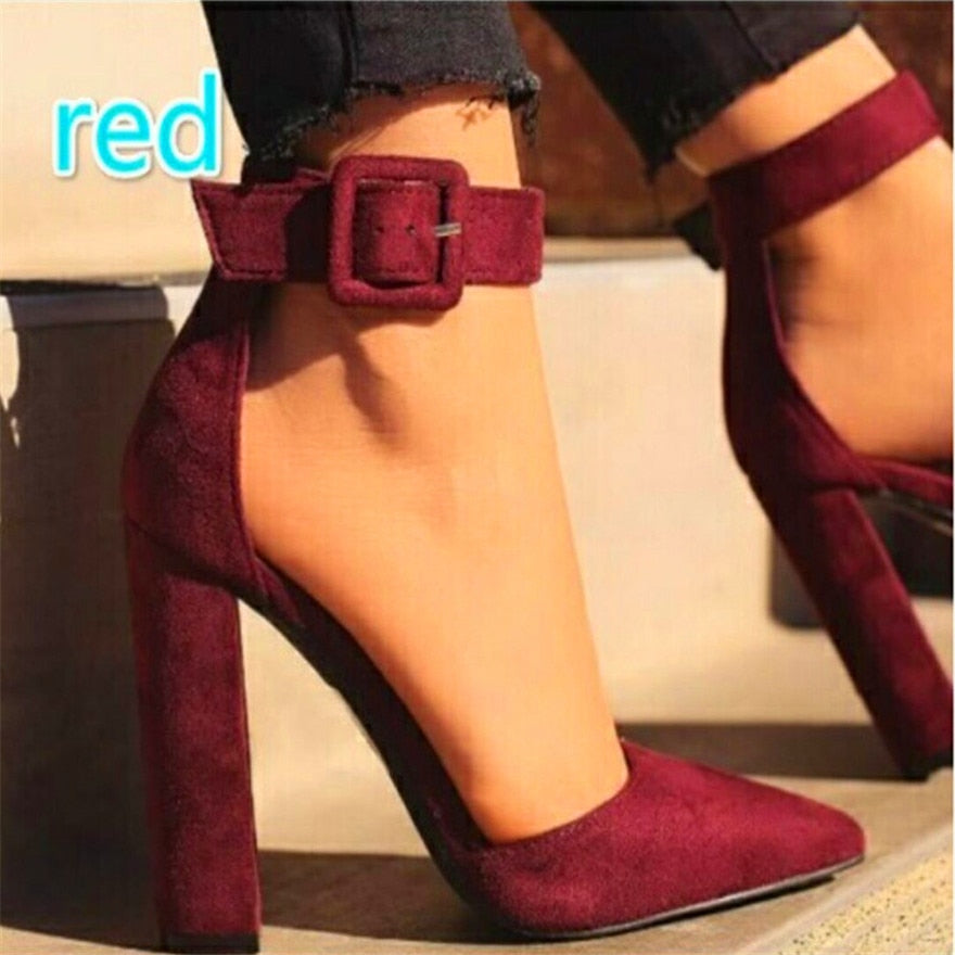 Funki Findz | Shoes | Women's High Block Heel Flock Party Shoe