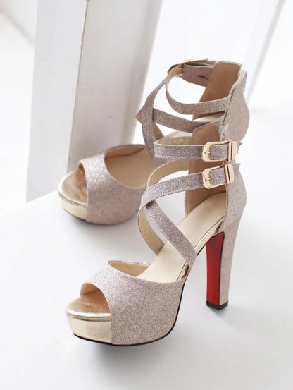 Funki Findz | Shoes | Women's Gold Glitter Platform Sandals