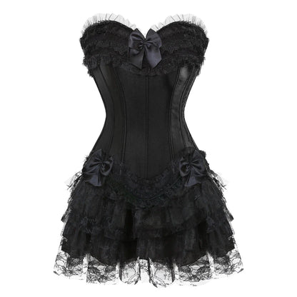 Funki Findz | Dresses | Women's Gothic Satin Lace Corset Dress