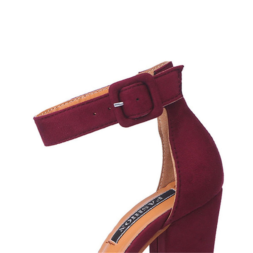 Funki Findz | Shoes | Women's High Block Heel Flock Party Shoe