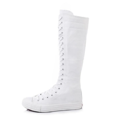 Funki Findz | Boots | Women's Lace Up Canvas Knee High Boots