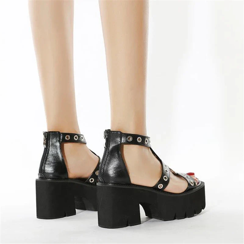 Funki Findz | Shoes | Women's Gothic Rivet Ring Platform Sandal