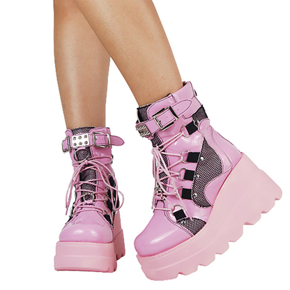 Funki Findz | Boots | Women's Punk High Platform Wedge Boots