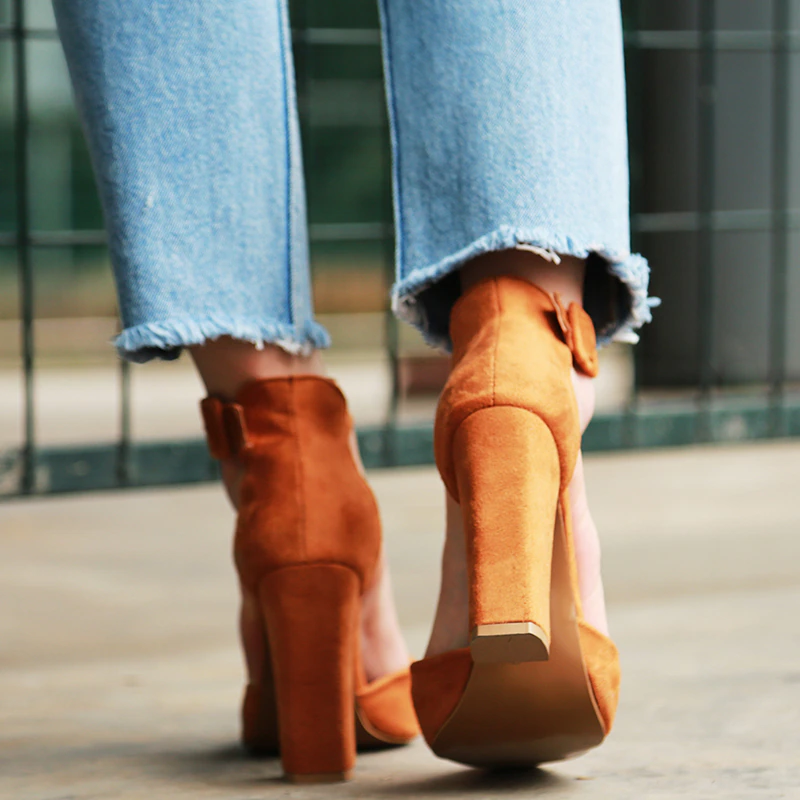 Funki Findz | Shoes | Women's High Block Heel Flock Party Shoe
