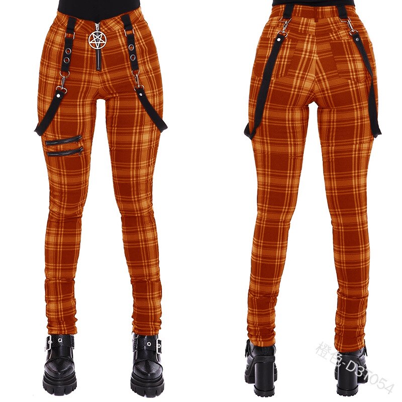 Funki Findz | Pants | Women's Gothic Punk Plaid High Waist Pant