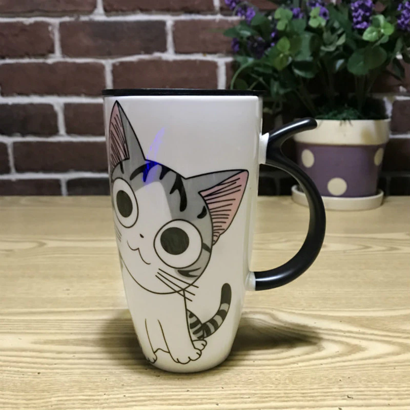 Funki Findz | Mugs | Large Ceramics Cat Mug | Spoon Lid | 20oz