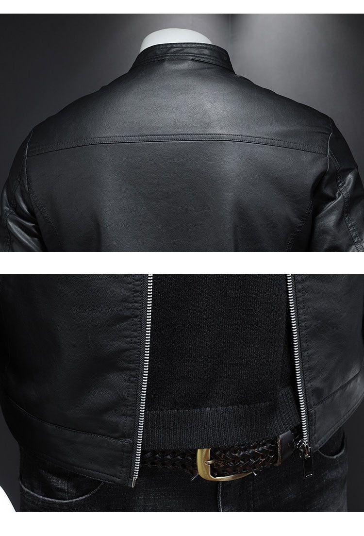 Funki Findz | Jackets | Men's Faux Leather Biker Jacket | Slim Fit