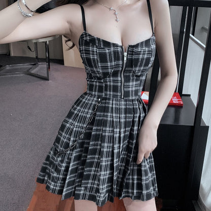 Funki Findz | Dresses | Women's Gothic Plaid Pleated Dress